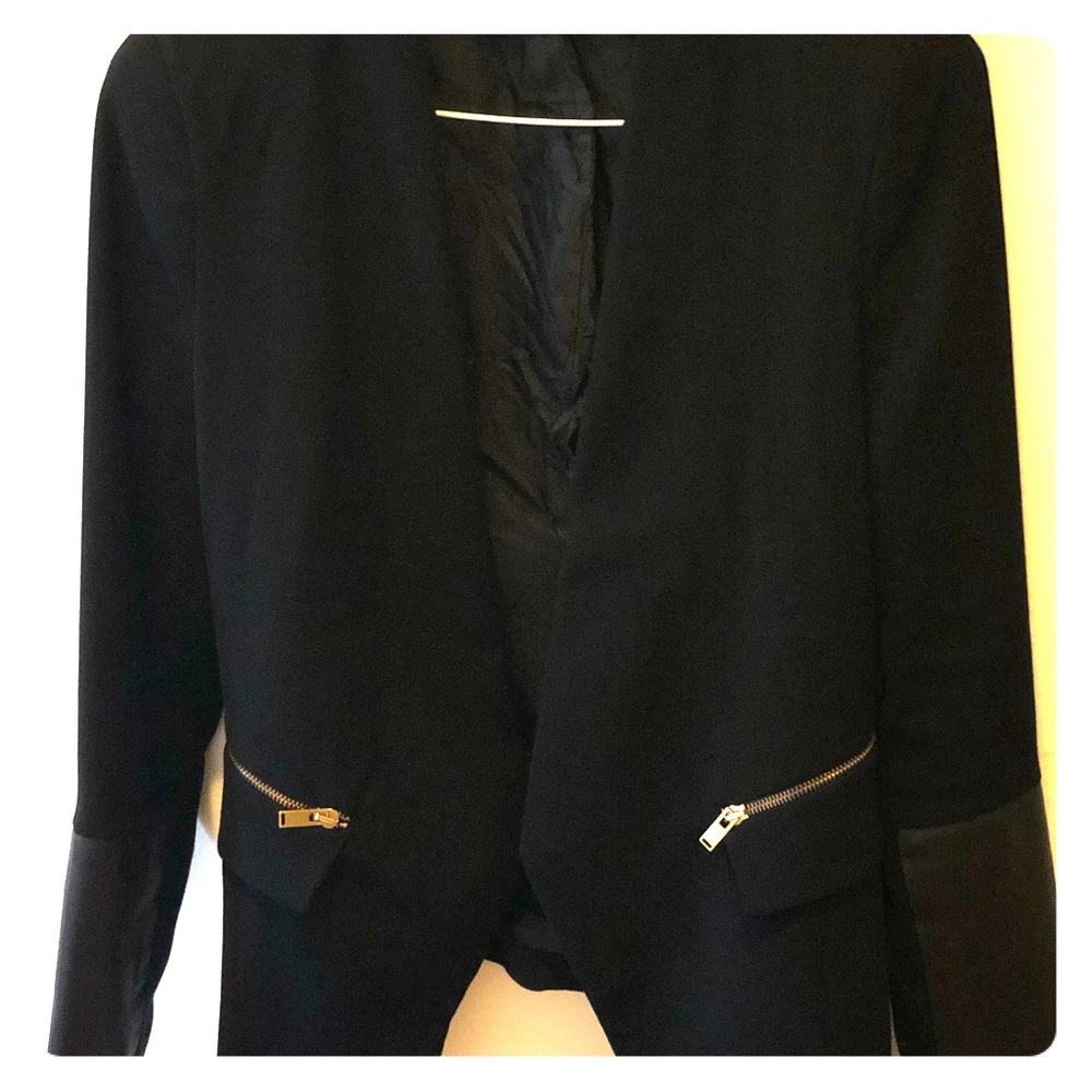 Blazer with leather look and zip detail